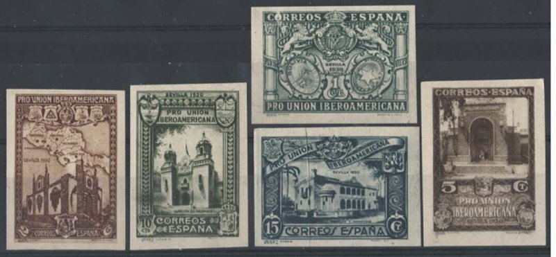 Spain 1930 Seville 1930 Pro Union Iberoamercicana imperf set of 5 fine mint