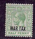 Bahamas-Sc#MR6- id9-unused no gum 1/2p KGV War Tax-1918-