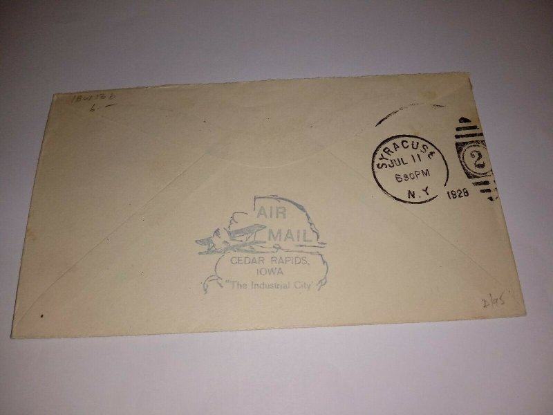 US First Flight Cover 1928 Cedar Rapids, Iowa Airmail stamp