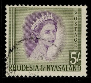 RHODESIA & NYASALAND QEII SG13, 5s violet & olive-green, FINE USED. 