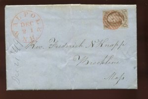 1 Franklin Used Stamp on 1849 Cover Walpole New Hampshire to MA (1 Cvr 24)