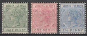 Virgin Islands 1883-1884, Victoria, # 13-15, VF MLH* (RMD-8)