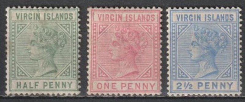 Virgin Islands 1883-1884, Victoria, # 13-15, VF MLH* (RMD-8)