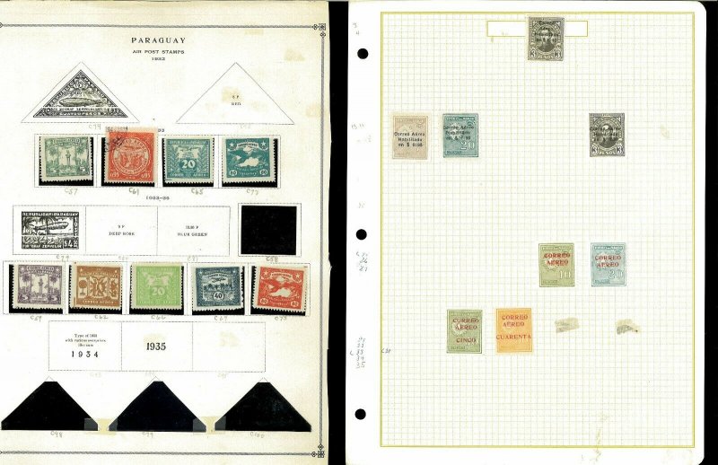 Paraguay 1884-1940 M & U Hinged & in Mounts on a Mix of Remaindered Pages