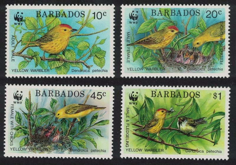 Barbados Yellow Warbler Bird WWF 4v 1991 MNH SC#795-798 SG#948-951