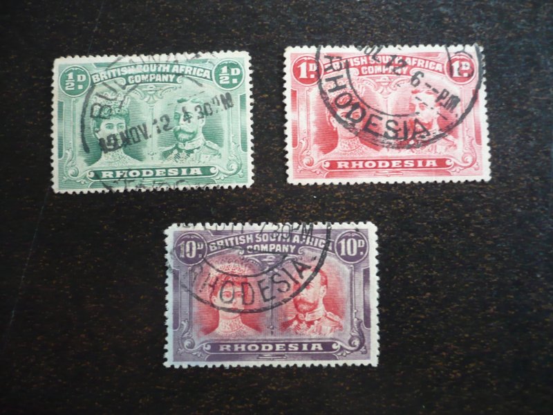 Stamps - Rhodesia -Scott# 101,102,110 - Used Part Set of 3 Stamps