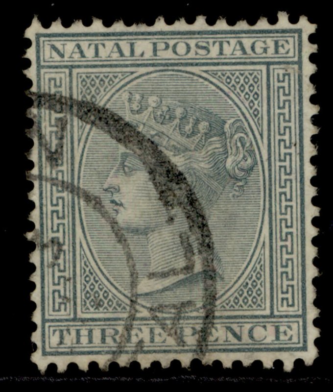 SOUTH AFRICA - Natal QV SG101, 3d grey, FINE USED. WMK CA