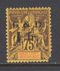 Guadeloupe Sc 49 MNH 1903 1Fr on 75c Navigation & Commerce, toned gum, corner