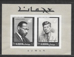 Ajman JOHN KENNEDY & MARTIN KING JR IMPERF HUMAN RIGHTS Souvenir Sheet (12104)