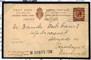 GB Postal Stationery INTACT *LLOYDS REGISTER* Shipping Reply Card CP93 1936 E351