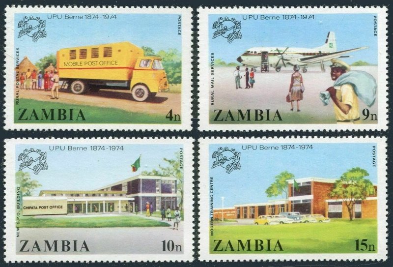 Zambia 127-130,MNH.Michel 133-136. UPU-100,1974.Truck,Plane,P.O.