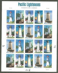 US #4146-50 Pacific Lighthouses, Sheet of 20 NH