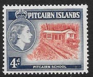 PITCAIRN ISLANDS SG23 4d 1957  SCARLET AND DEEP ULTRAMARINE MNH