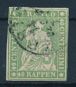 Switzerland 1850s Helvetia (40r)c Fine Used