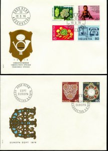 SWITZERLAND Sc#610-619 1976 Three Complete Sets on Cacheted Unaddressed FDCs