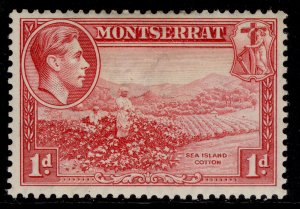 MONTSERRAT GVI SG102, 1d carmine, M MINT. PERF 13