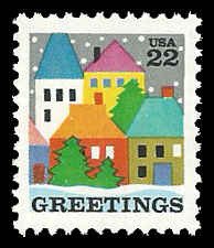 PCBstamps   US #2245 22c Christmas, Village Scene, MNH, (2)