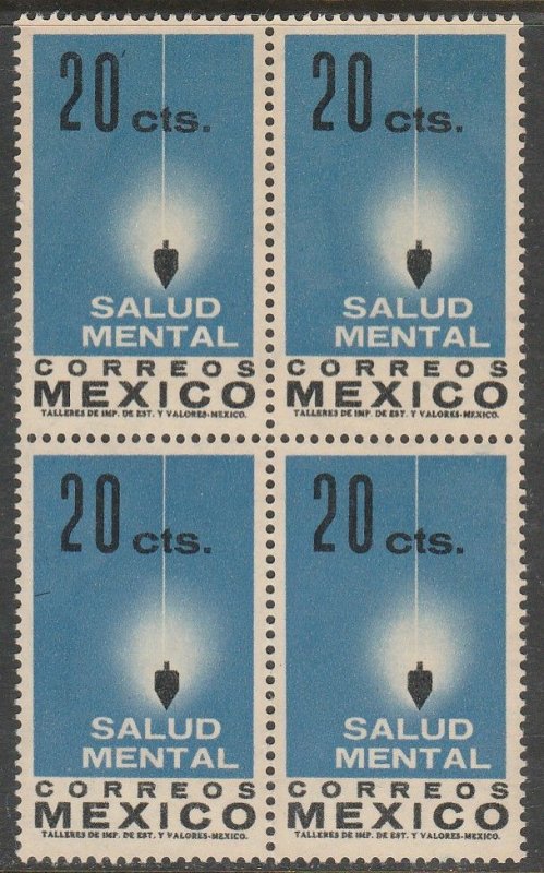 MEXICO 924, 20¢ Importance of Mental Health. MINT, NH BLOCK OF 4. VF. (508)