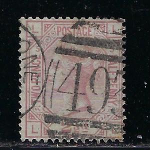 Great Britain Scott # 67, used, plate # 5/LL