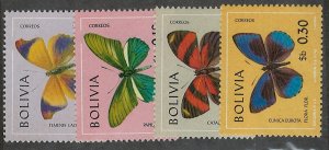 Bolivia Scott 521-524 MNH! Butterflies!