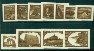 NORWAY 1914 ESSAYS, First Printing Imperforates in BROWN, group of 11 values