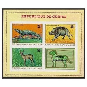 Guinea 514a,517a,518a imperf,MNH. Wild Animals 1968.Baboon,Leopards,Hippopotamus