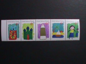 COCOS ISLAND-COLORFUL BEAUTIFUL CHILD PAINTING  MNH STRIPS VERY FINE