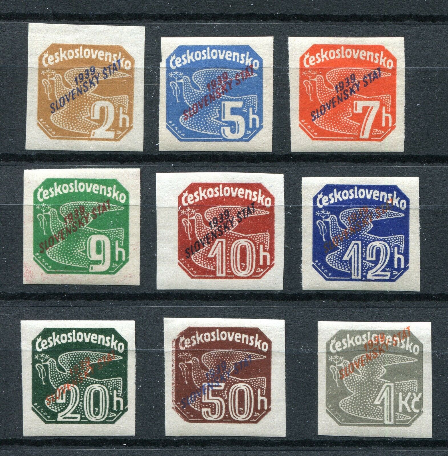 Slovakia WW2 German Puppet State 1939 P1P9 Overprint Newspaper SET