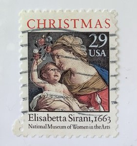 USA 1994 Scott 2871 used - 29c, Christmas, Madonna & Child by Elisabetta Sira