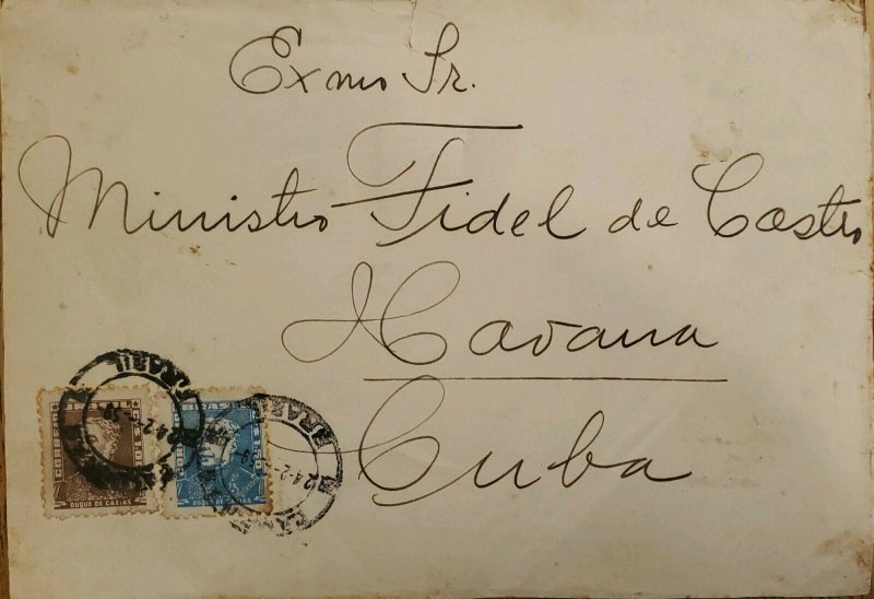 A) 1959, BRAZIL, SENT TO MINISTER FIDEL CASTRO IN HAVANA - CARIBBEAN