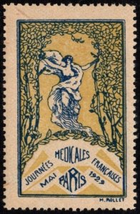 1929 France Poster Stamp French Medical Days Conference May Paris