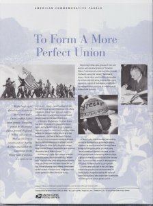 US #745 (37c) To Form a More Perfect Union #3937 USPS Commemorative Stamp Panel