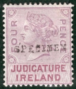 GB IRELAND QV REVENUE Stamp *SPECIMEN* 4d Lilac JUDICATURE Mint MM BL2WHITE84
