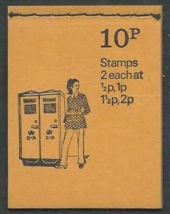 Great Britain # BK127 10p Pillar Box #9 Bklt Oct73 (1) Mint NH