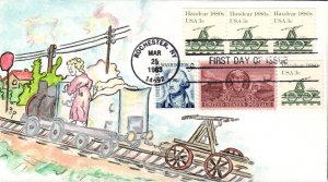 #1898 Handcar 1880s Combo PNC Peltin FDC