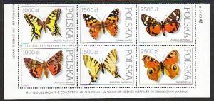 Poland Butterflies 3050-3055 Souvenir Sheet MNH VF 