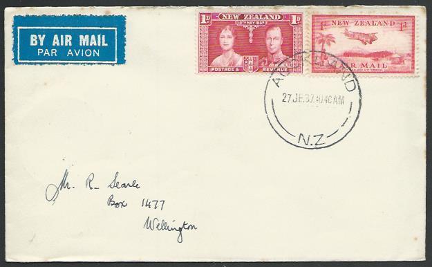 NEW ZEALAND 1937 first flight cover Auckland - Wellington..................56793