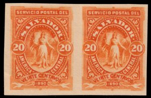 ✔️ EL SALVADOR 1890 - VICTORY IMPERFORATED PAIR - Sc. 43 Mi. 32 MNGAI [009]