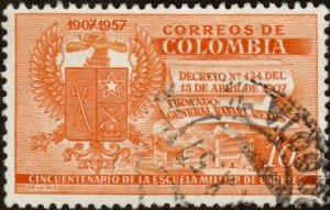 Colombia 674 - Used - 10c Coat of Arms / Military Academy (1957)