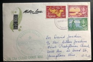 1967 Nukualofa Tonga Toga Islands Tin Can Canoe Mail Cover To Youngstown OH USA