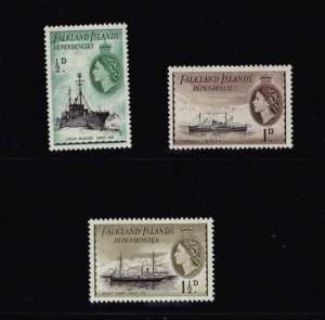 Falkland Islands Dependencies: 1962, Ships Definitives, DLR reprints, MLH