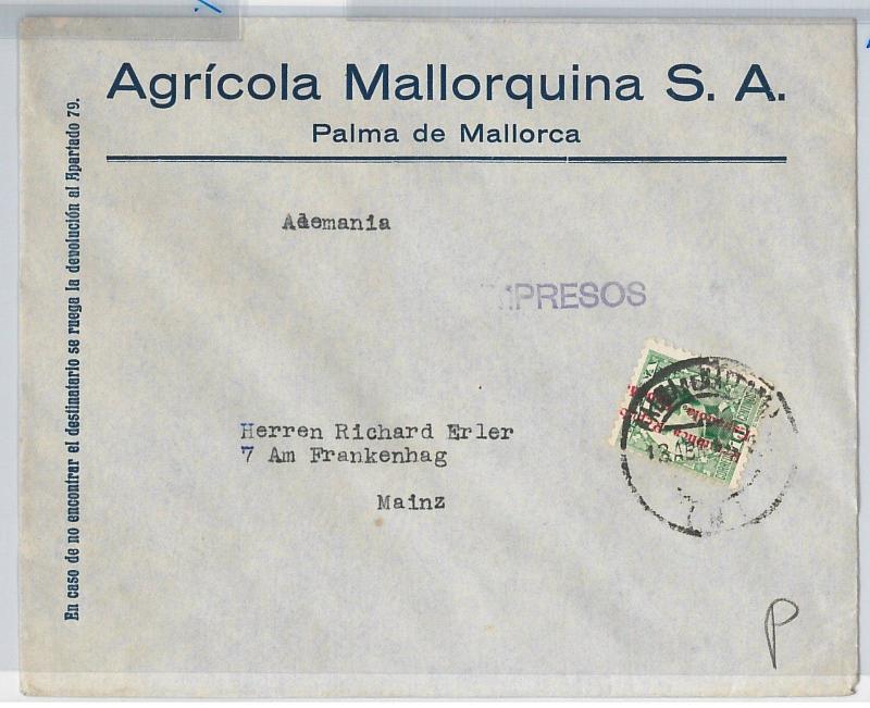 SPAIN  España - POSTAL HISTORY - COVER sobre from MALLORCA