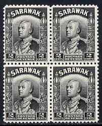 Sarawak 1934-41 Brooke 2c black marginal block of 4 unmou...