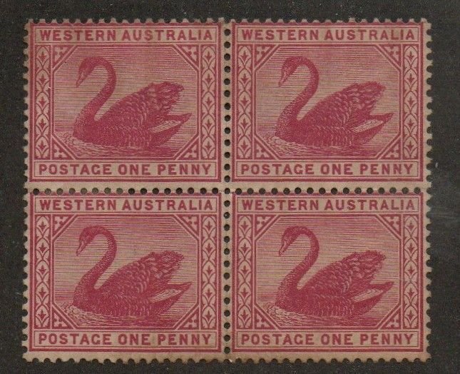 Western Australia 73 Mint no gum.  Block of four