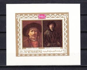 Yemen, Kingdom, Mi cat. 715, BL154 B. Rembrandt Paintings, IMPERF s/sheet. ^