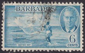 Barbados 1950 KGV1 6ct Light Blue Casting Net SG 275 ( E1489 )