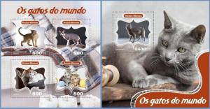 GUINEA BISSAU 2014 2 SHEETS gb14405ab CHATS MONDE CATS WORLD
