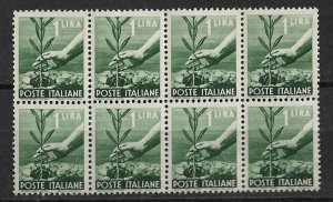 1945 Italy Sc468 1L Tree Planting MNH block of 8