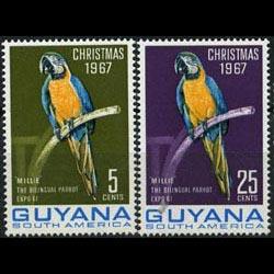 GUYANA 1967 - Scott# 33-A Parrots Set of 2 LH