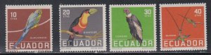 Ecuador # 634-637, Birds, Mint NH, 1/2 Cat.